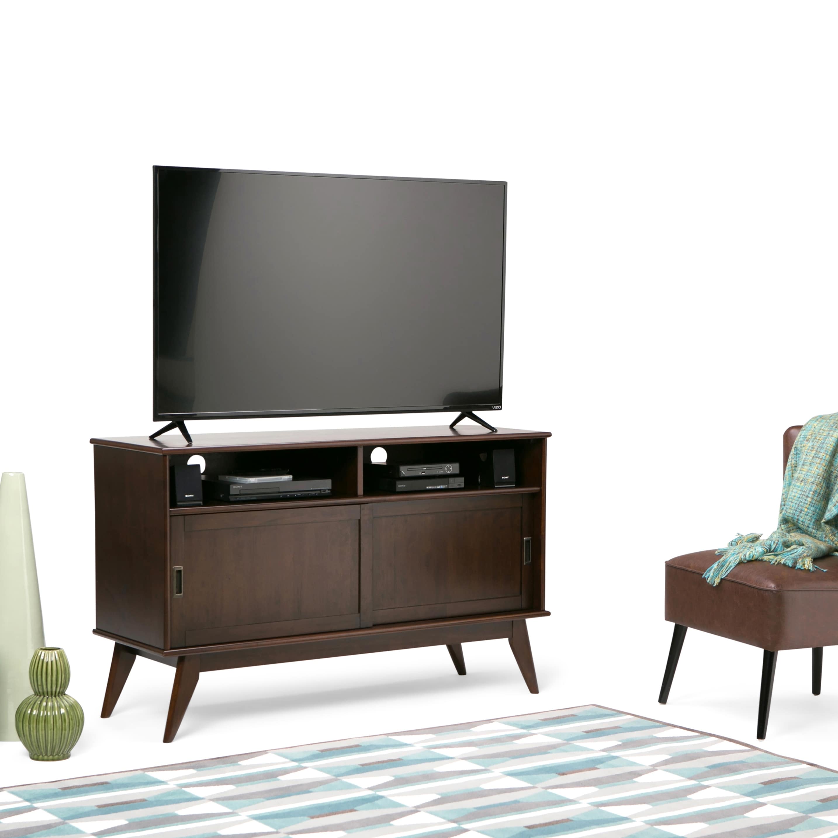 Wyndenhall Tierney Solid Hardwood 54 Inch Wide Mid Century Modern Tv Media Stand For Tvs Up To 60 Inches