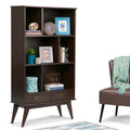 Wyndenhall Tierney Mid Century Solid Hardwood Wide Bookcase Storage Unit