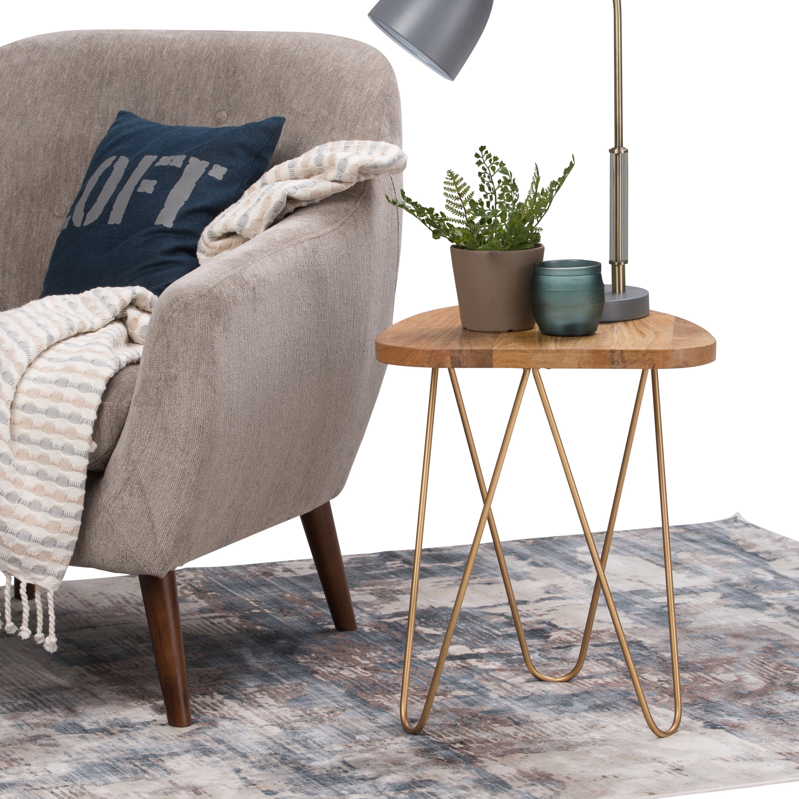 Wyndenhall Tillman Metal And Solid Mango Wood Accent Side End Table
