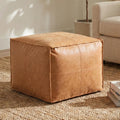 Wyndenhall Wendal Faux Leather Square Pouf In Distressed Brown