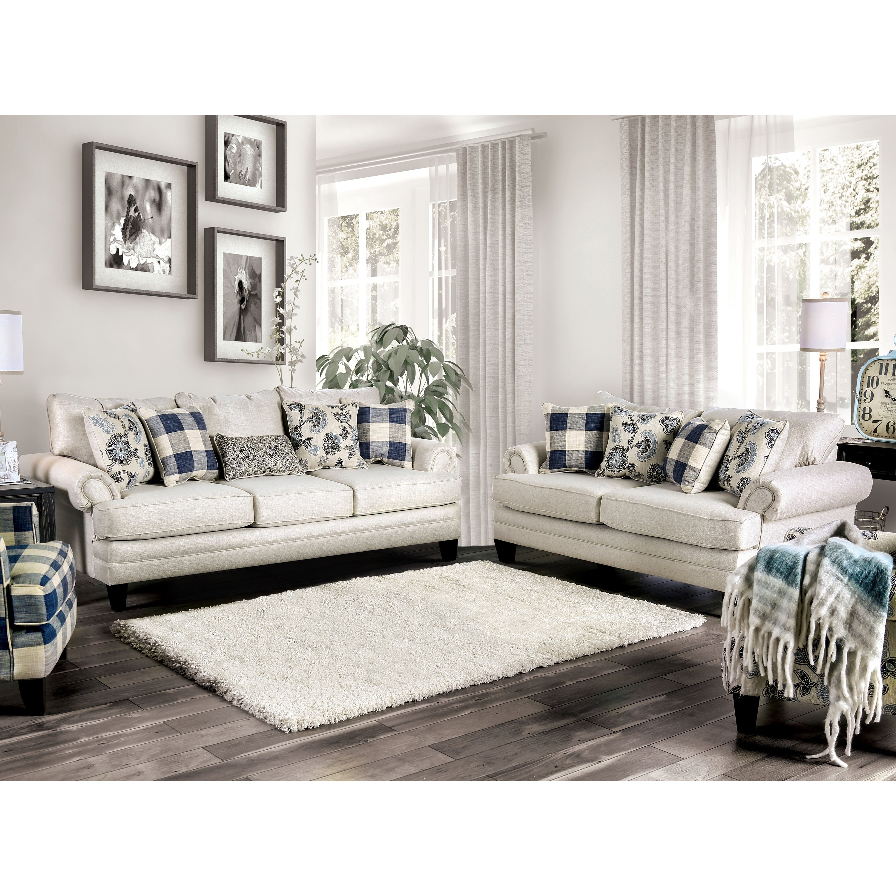 Wadsworth Traditional Ivory 2 Piece Living Room Set By Foa