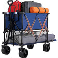Wagon Cart Collapsible Double Decker 440 Lbs Heavy Duty Wagon With All Terrain Wheels Adjustable Handle For Garden Shopping