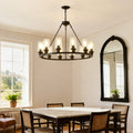 Wagon Wheel Chandelier 34.25 Modern Farmhouse Glass Pendant Light 12 Light Ceiling Hanging Lighting Fixtures No Included Bulbs