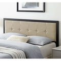 Waldorf Modern Beige Fabric Button Tufted Upholstered Full Size Metal Headboard