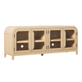 Walker Edison Modern Curved Easy Assembly Tv Stand With Glass Paneled Doors
