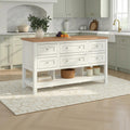 Walker Edison Modern Free Standing Kitchen Island With 6 Drawers White