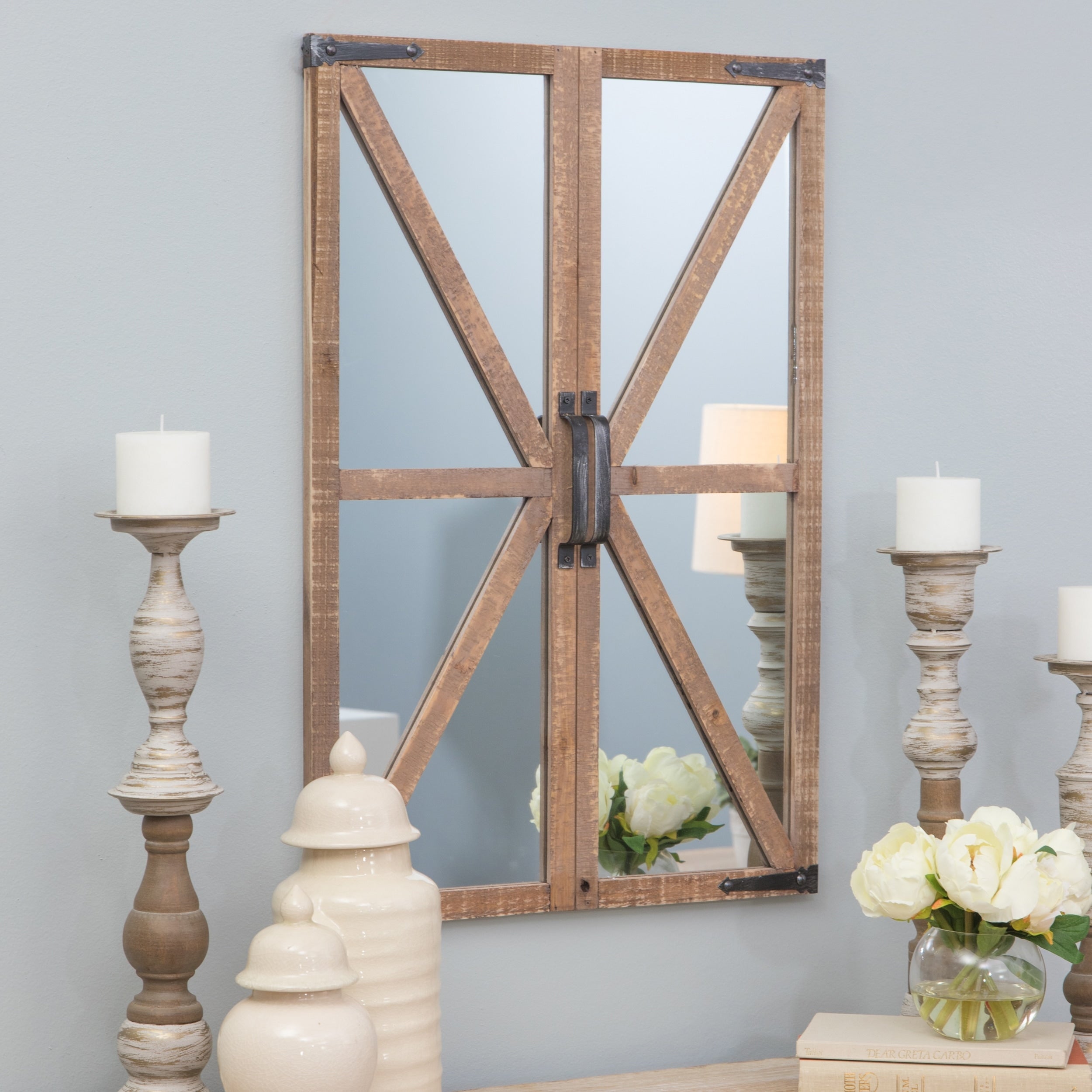 Walker Farmhouse Wall Mirror Brown 30 H X 20.5 W X 2 D