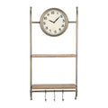 Wall Clock With 2 Shelves 3 Hooks