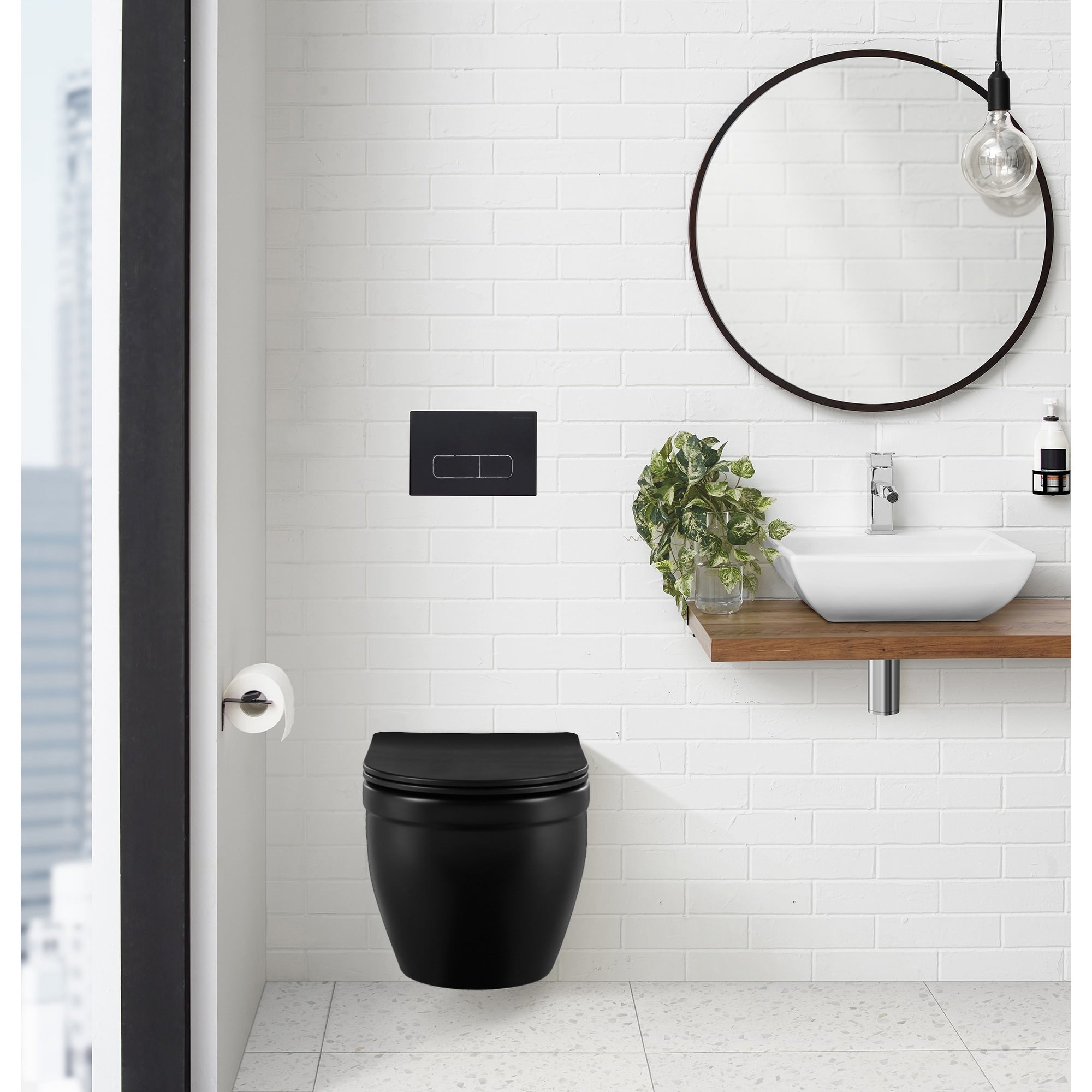 Wall Mount Dual Flush Actuator Plate With Rectangle Push Buttons