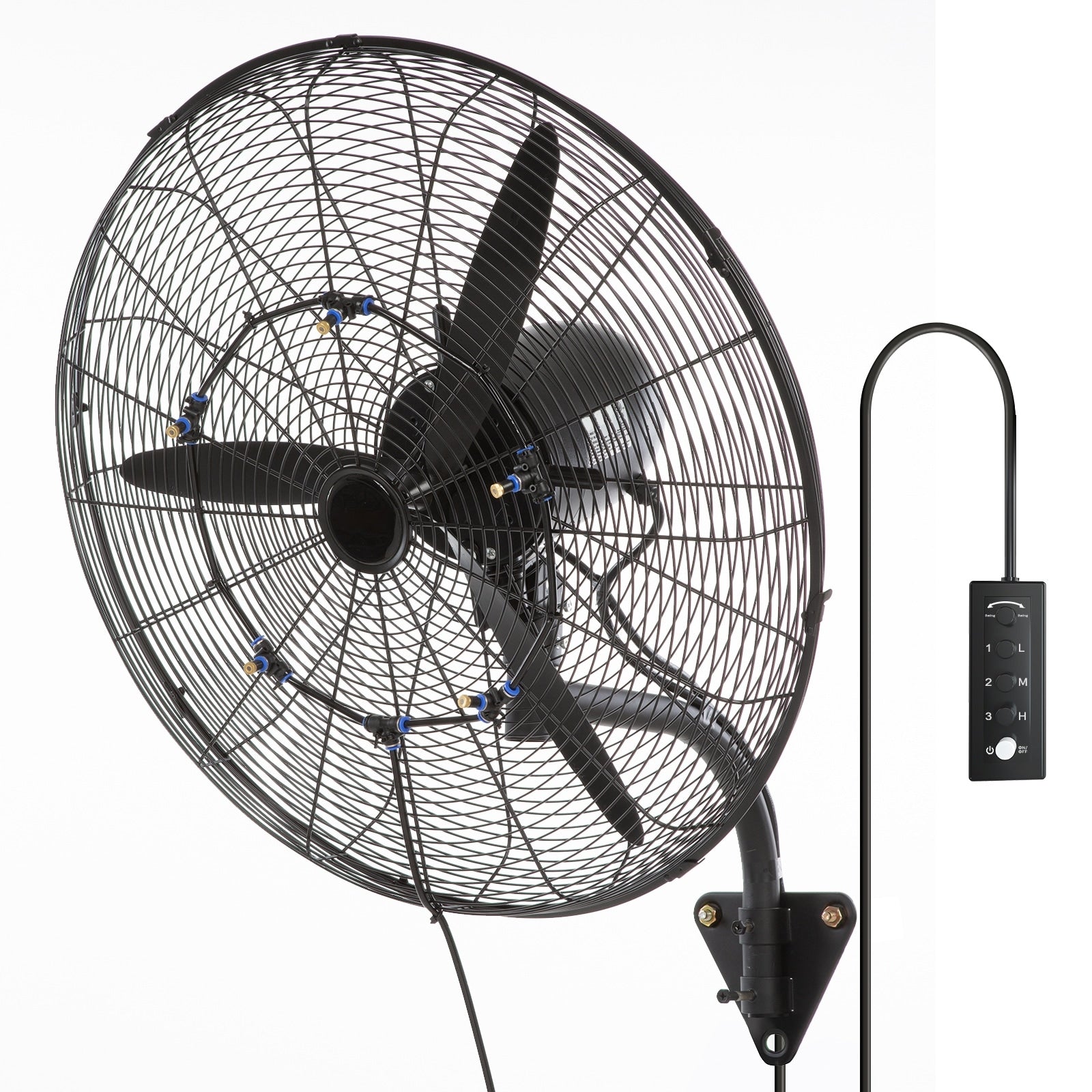 Wall Mount Misting Fan 24 Inch 3 Speed High Velocity Max 7000 Cfm Waterproof Oscillating Industrial Wall Fan