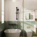Wall Mount Tub Filler With 3 Function Hand Shower On Slide Bar