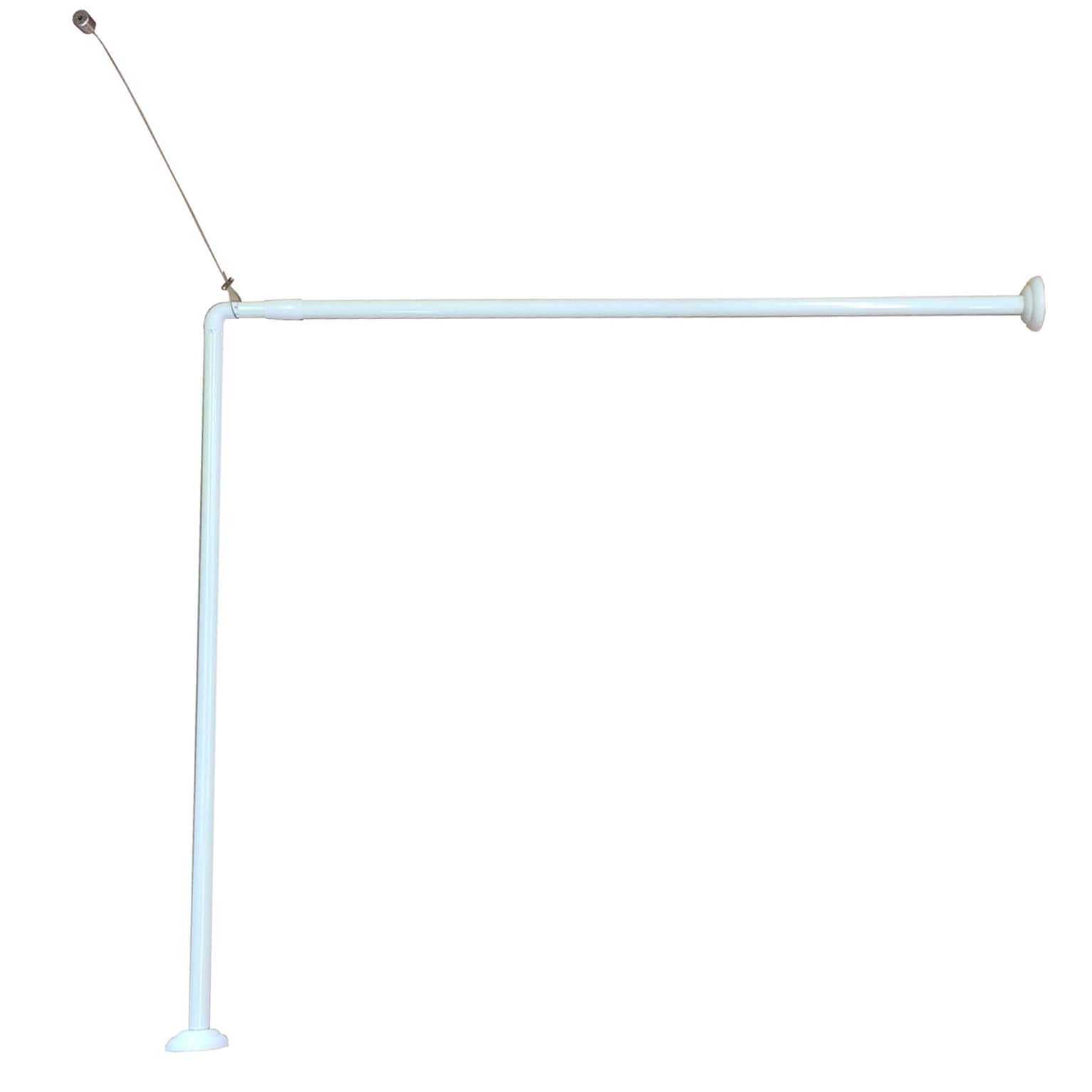 Evideco Adjustable L Shaped Corner Shower Curtain Rod White