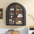 Wall Mounted Arched Display Cabinet With Tempered Glass Doors No Assembly Required 22.8 W 26.8 H 7.5 D
