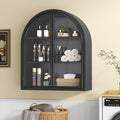 Wall Mounted Arched Display Cabinet With Tempered Glass Doors No Assembly Required 22.8 W 26.8 H 7.5 D