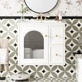 Wall Mounted Bathroom Vanity Set With Ceramic Sink Floating Bathroom Cabinet With Glass Door 24 Inch