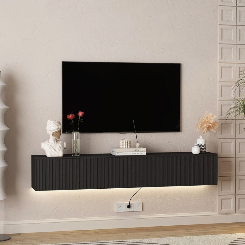 Wall Mounted Floating Tv Stand With 16 Color Leds 69 Modern Tv Stand For Tvs Up To 65