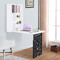 Wall Mounted Foldable Desk For Writing Or Computer With A Blackboard For Notes Book Storage And Space Saving