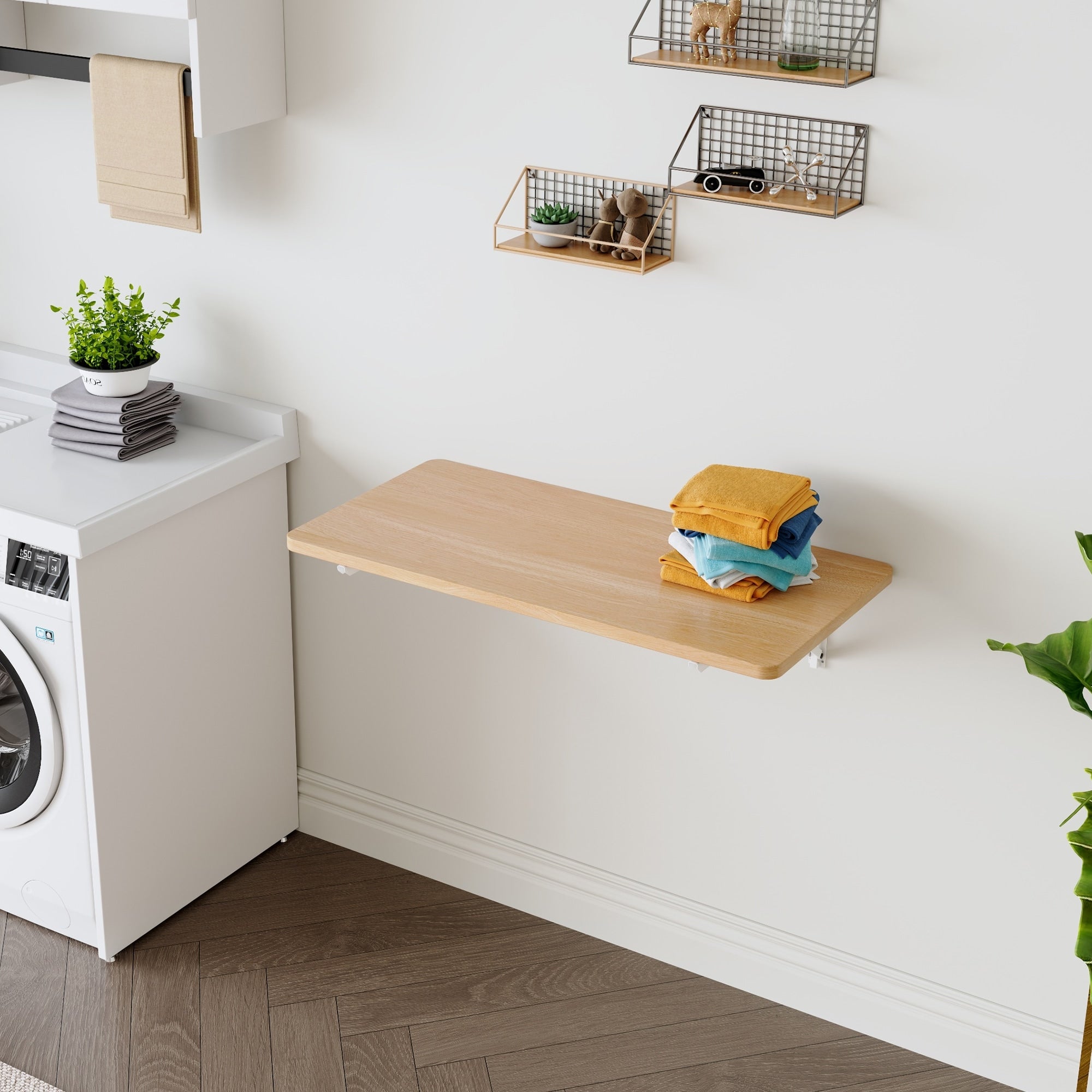 Wall Mounted Folding Table Space Saving Drop Leaf Desk For Small Spaces Multi Purpose Floating Desk For Laundry Room