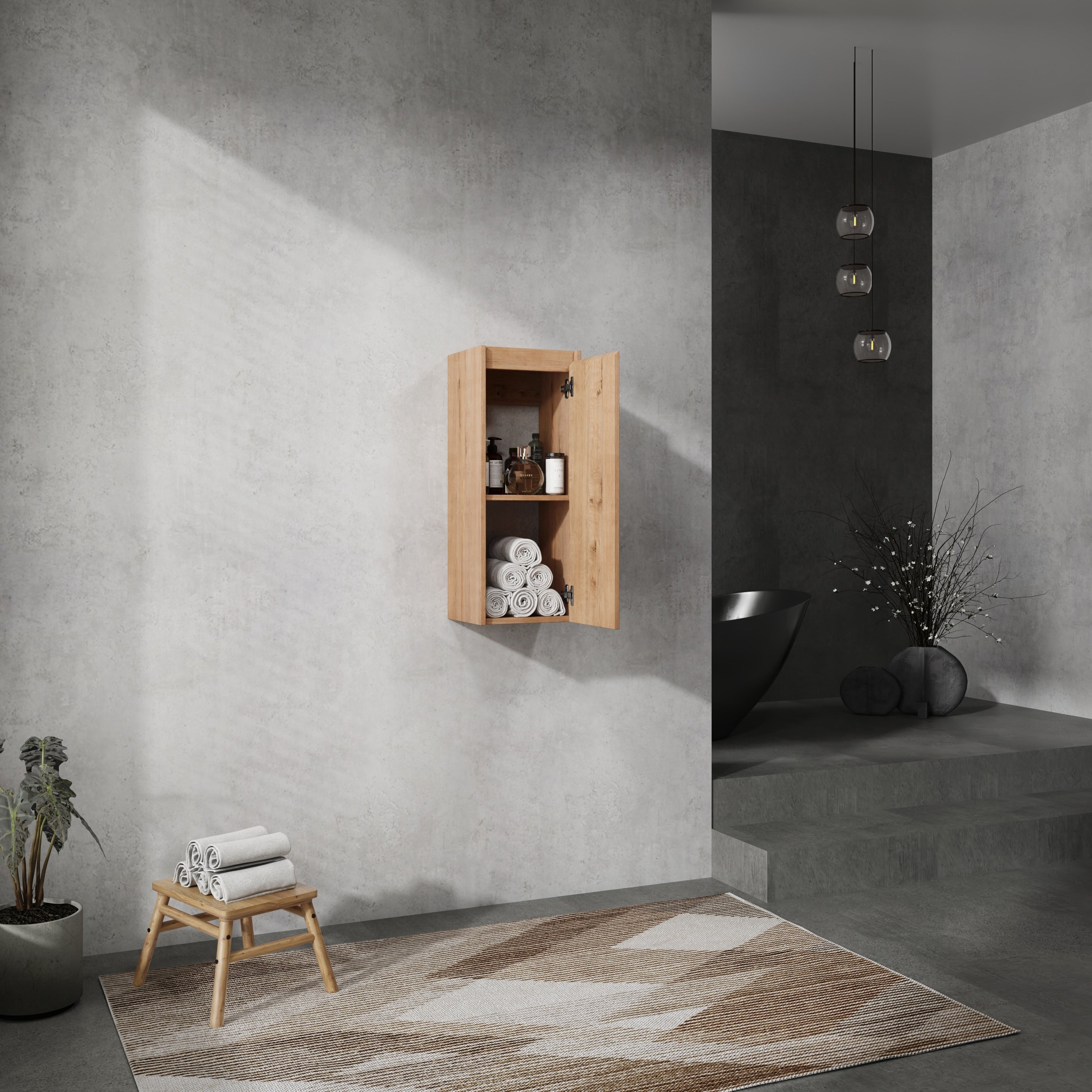Wall Mounted Storage Cabinet Skin Care Cabinet With Door Rustic Wooden Side Cabinet Toilet Paper Cabinet