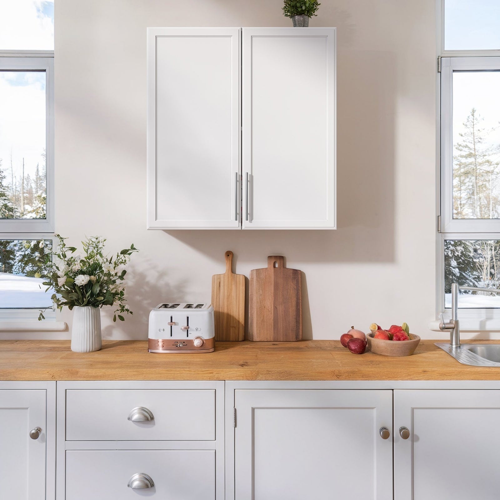 Wall Mounted Storage Cabinet With Shaker Doors For Laundry Room Bathroom Kitchen