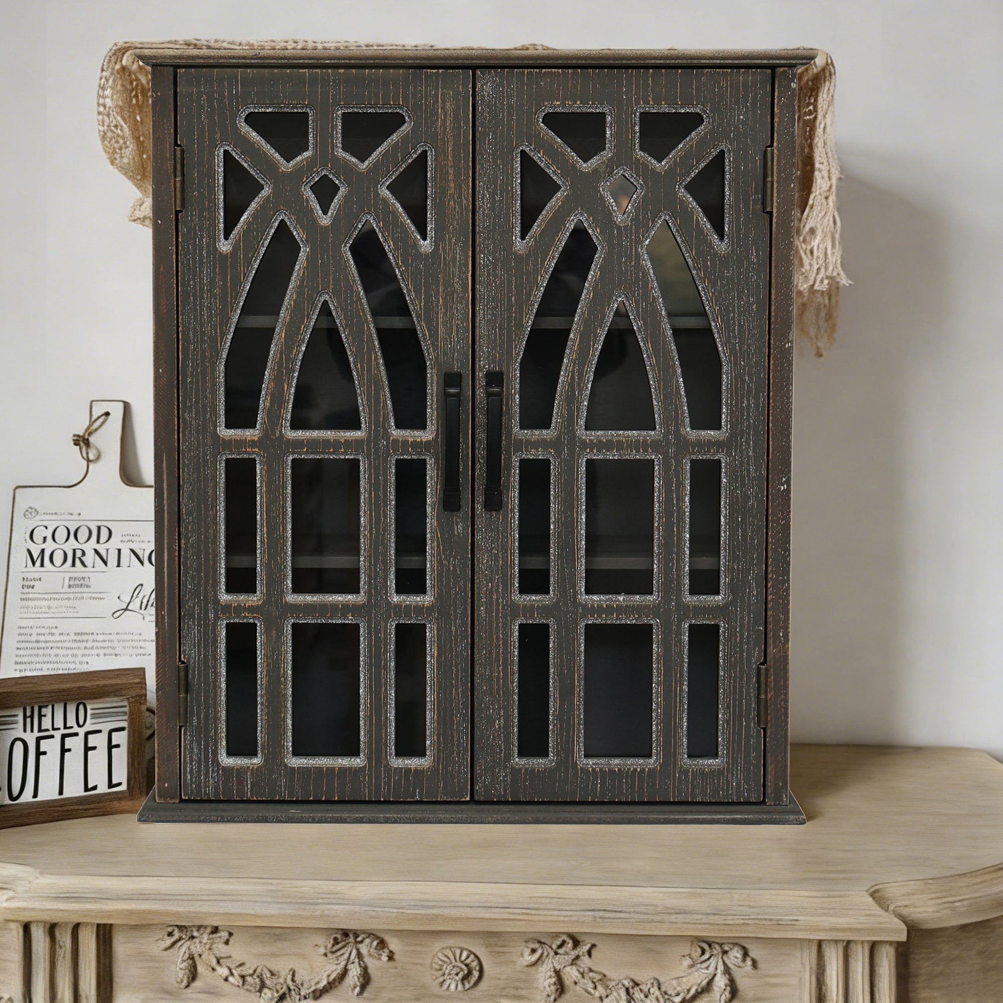 Wall Mounted Storage Cabinet With Shelves Display Cabinet Black Accent Cabinet For Living Room Kitchen