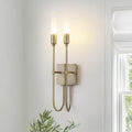 Wall Sconce Double U Shaped Metal Arms Frosted Cylindrical Shades