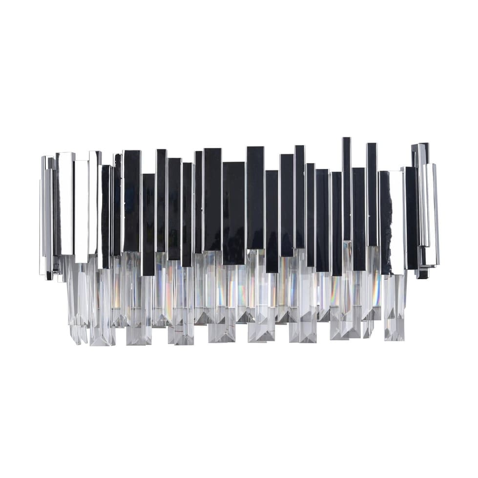 Chrome Stainless Steel Wall Sconce With Crystal Drops