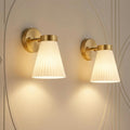 Farmhouse Wall Sconce With Frosted White Striped Shade Set Of 2 2 Pack