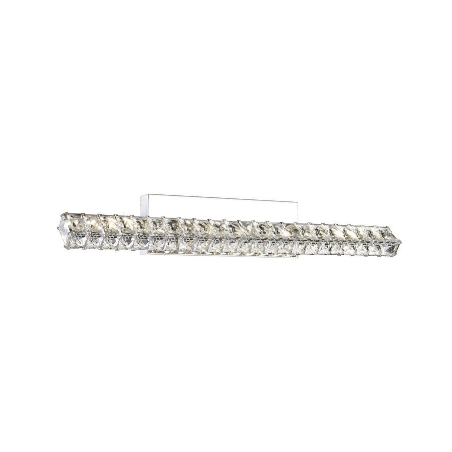 Clear Crystal Wall Sconce With Chrome Metal Frame