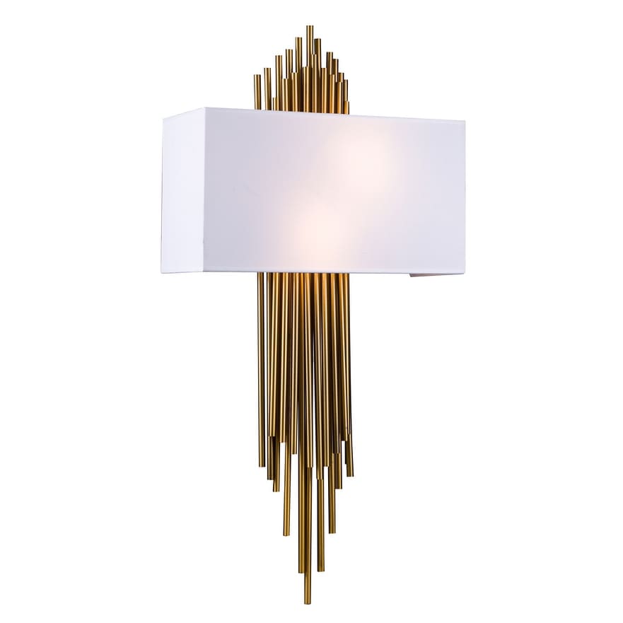 Antique Brass Rod Wall Sconce With Shade