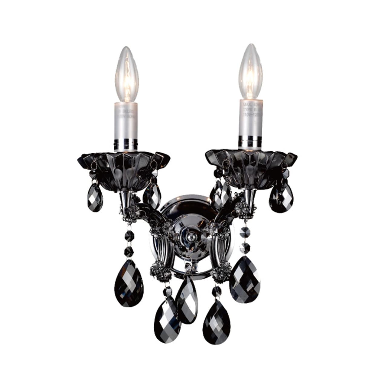 Chrome Metal Frame Wall Sconce With Smoke Crystal