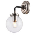 Silver And Black Metal Frame Wall Sconce With Glass Shade