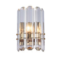 Gold Metal Frame Wall Sconce With Clear Crystal Plaques