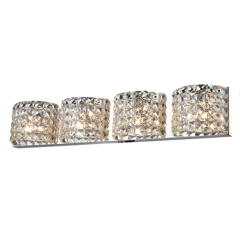 Chrome Metal Frame Wall Sconce With Clear Crystal