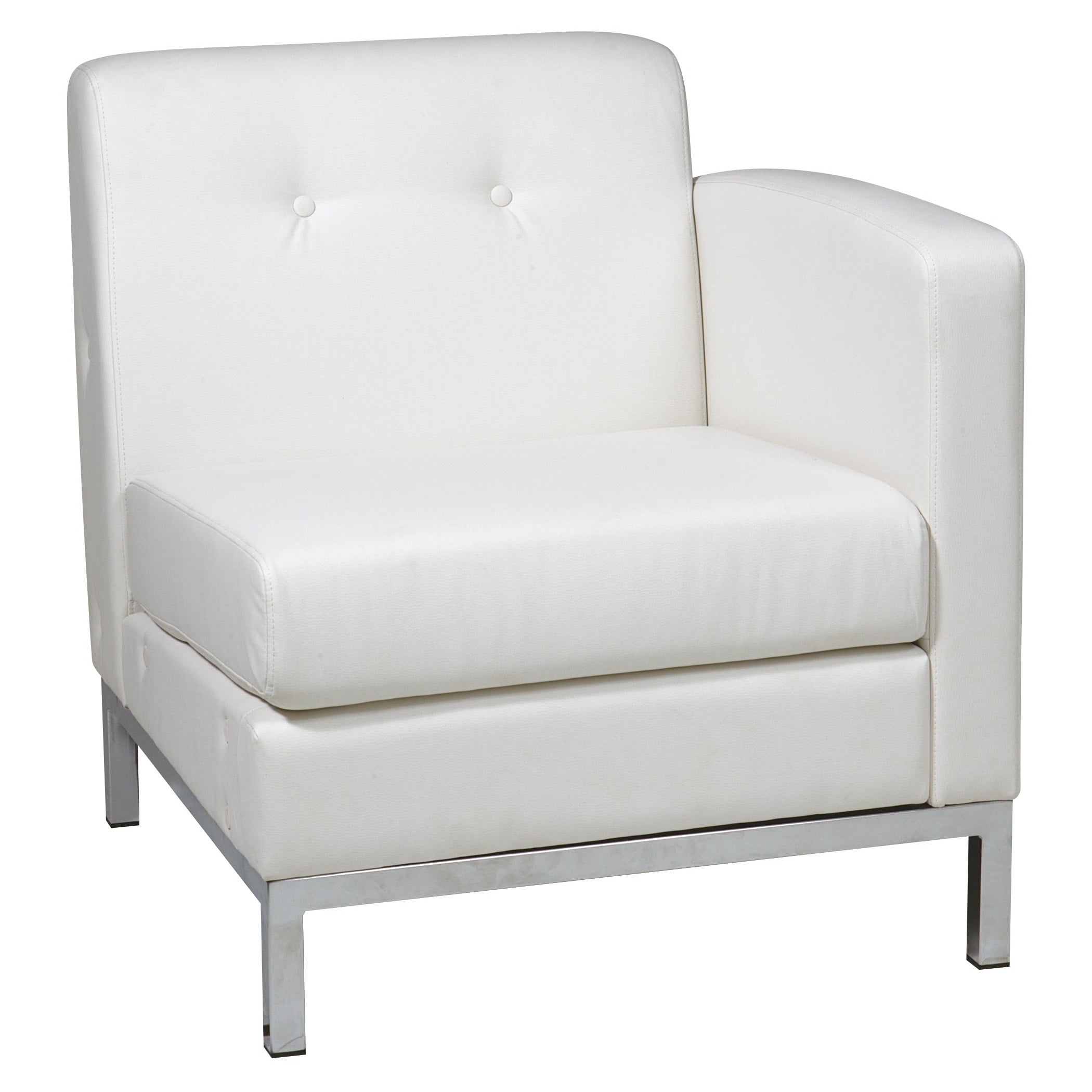 Wall St. Faux Leather And Chrome Right Arm Chair