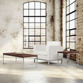 Osp Home Furnishings Main St. End Table W Wood Grain Top Reflective Chrome Plated Metal Legs