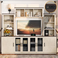 Wall Unit Entertainment Center With Charging Station And Usb Charging With Large Storage Cabinet Tv Stand Media Console