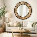 Rectangular Wall Mounted Mirror With A Wood And Metal Frame Suitable For Decorating Living Rooms And Entryways