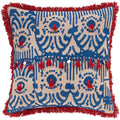 Wallie Embroidered Ikat Red And Blue Throw Pillow