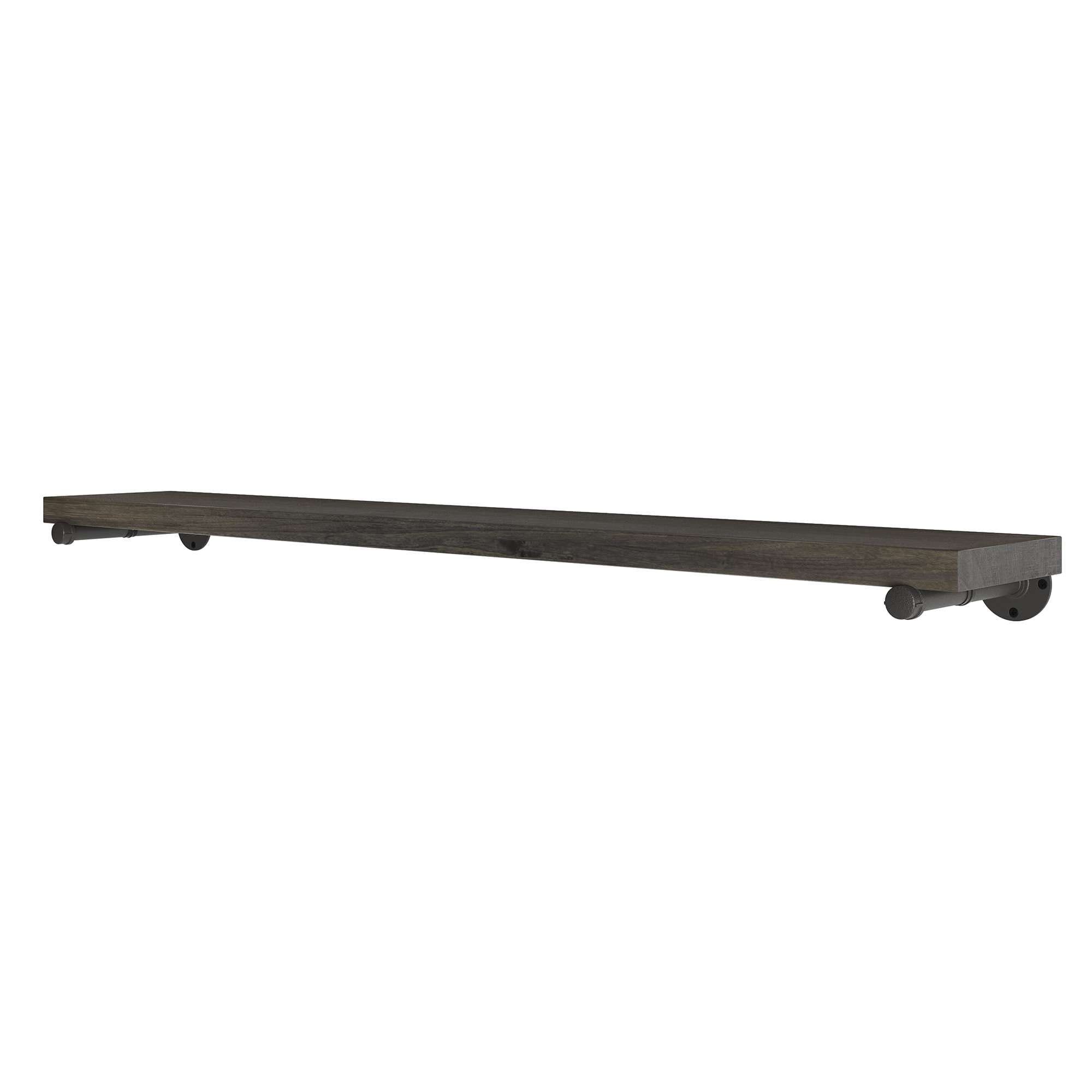 Wallniture 60 X 9.25 Industrial Pipe Shelf Floating Bookshelf For Living Room Long Wooden Shelf Farmhouse Custom Finish