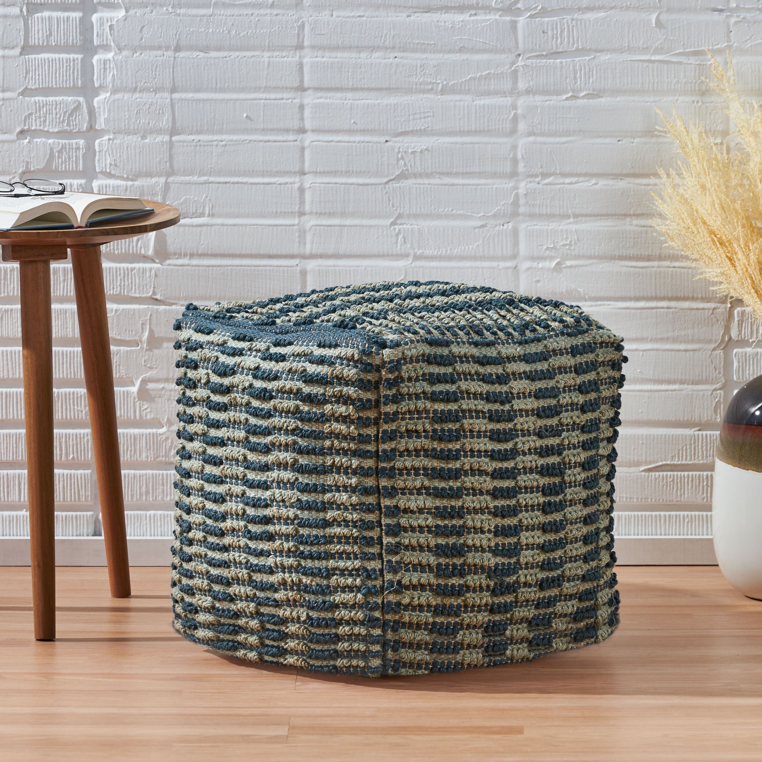 Wallsburg Boho Fabric Cube Pouf By Christopher Knight Home