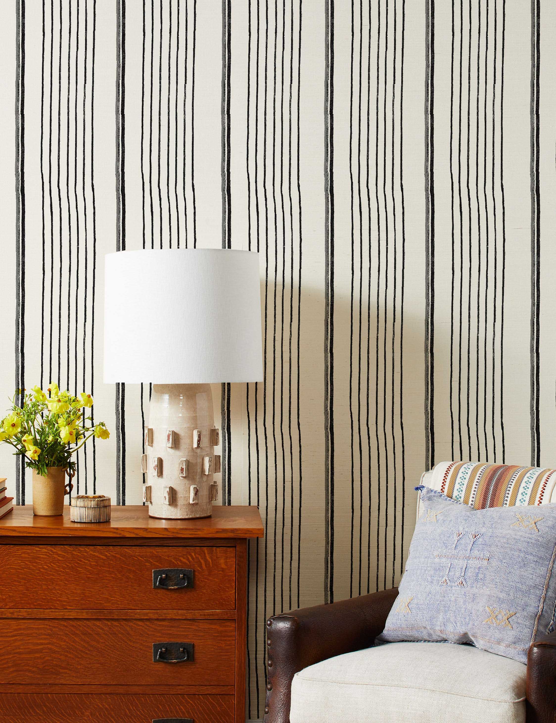 Two Tone Stripe Grasscloth Wallpaper By Nathan Turner