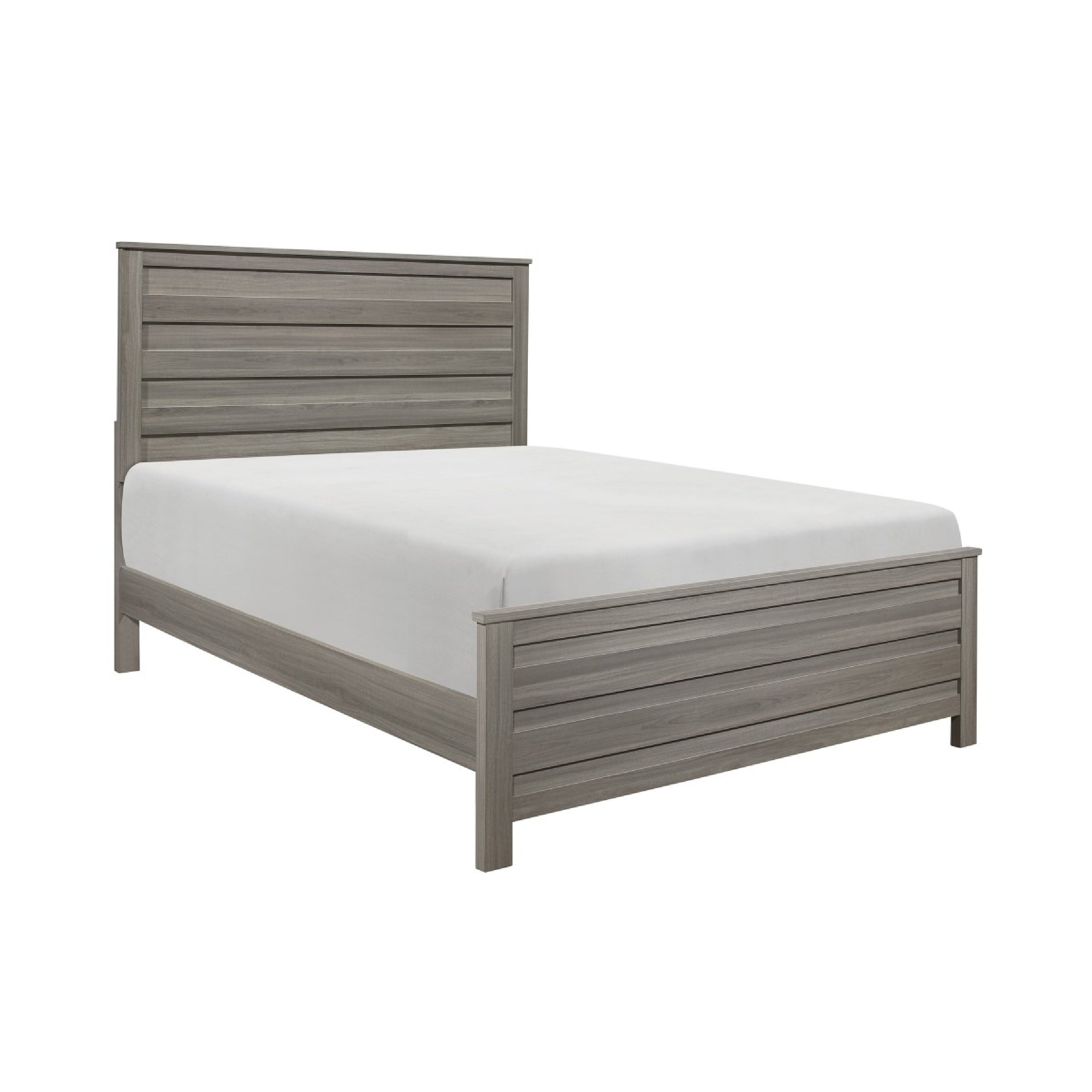 Waln King Bed Horizontal Slats On Headboard And Footboard Dark Gray Wood