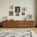 Walnut Brown Mid Century 79 Tv Stand With Storage Retro Media Console For Living Room