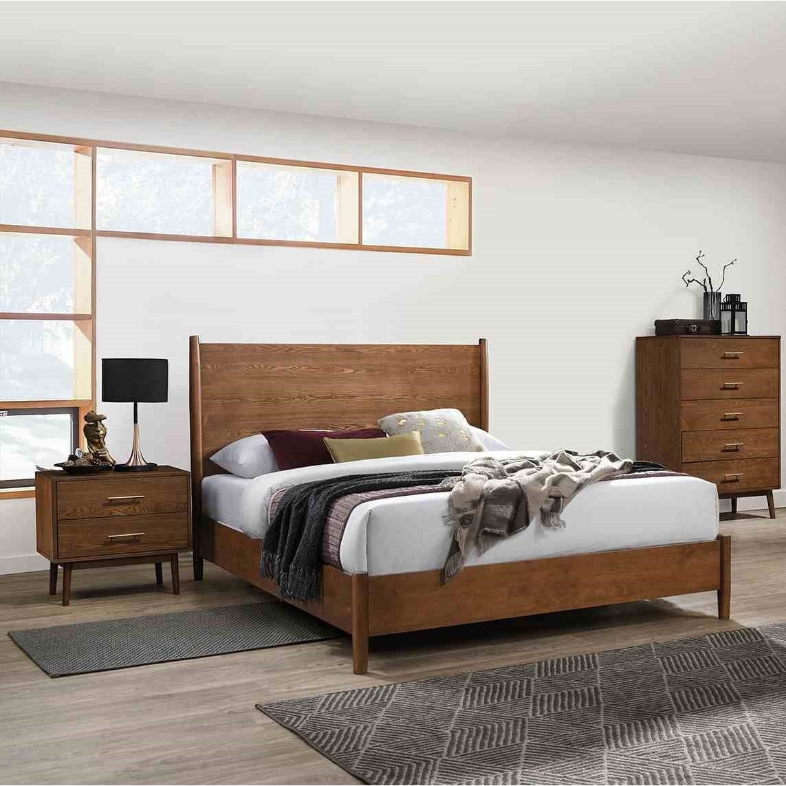 Walnut Finish 3Pc Modern Bedroom Furniture Set