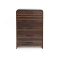 Walnut Finish Engineered Wood 5 Drawer Vertical Chest With Rounded Corners