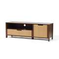 Walnut Finish Mdf Wood With Rope Front Tv Console With Storage 18.9 H X 55.11 W X 15.75 D