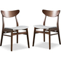 Walnut Finish Mid Century Modern Curved Back Side Chairs