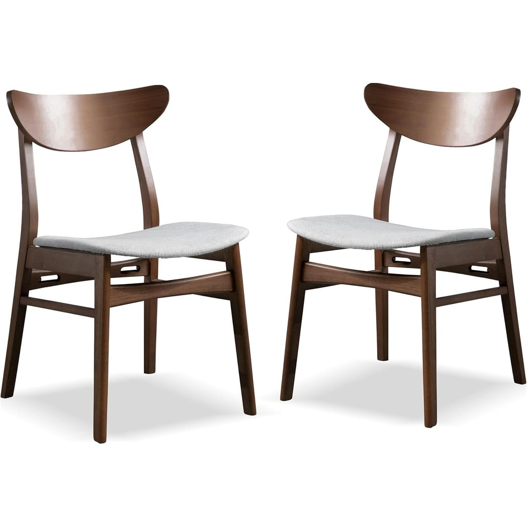 Walnut Finish Mid Century Modern Curved Back Side Chairs