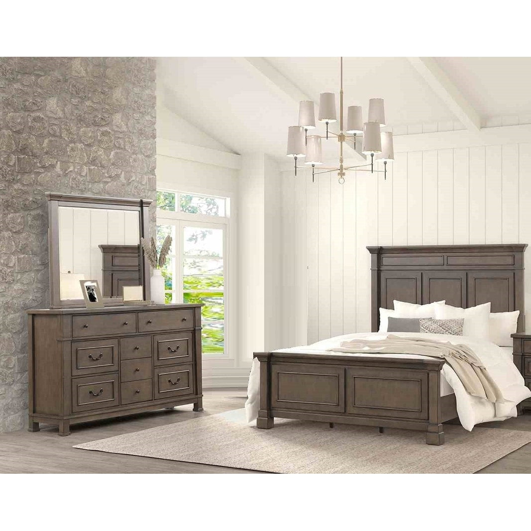 Walnut Finish Transitional 3 Piece Bedroom Furniture Set